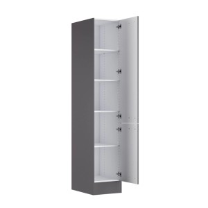 OPTIFIT Vorratsschrank Kiel420, 40x210 cm, Anthrazit Matt, mit offenen Türen und Einlegeböden.