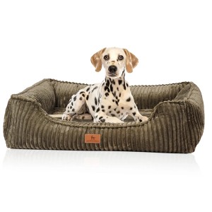 Khaki Knuffelwuff Hundebett Sedona Orthopädisch Breitcord XL mit Dalmatiner