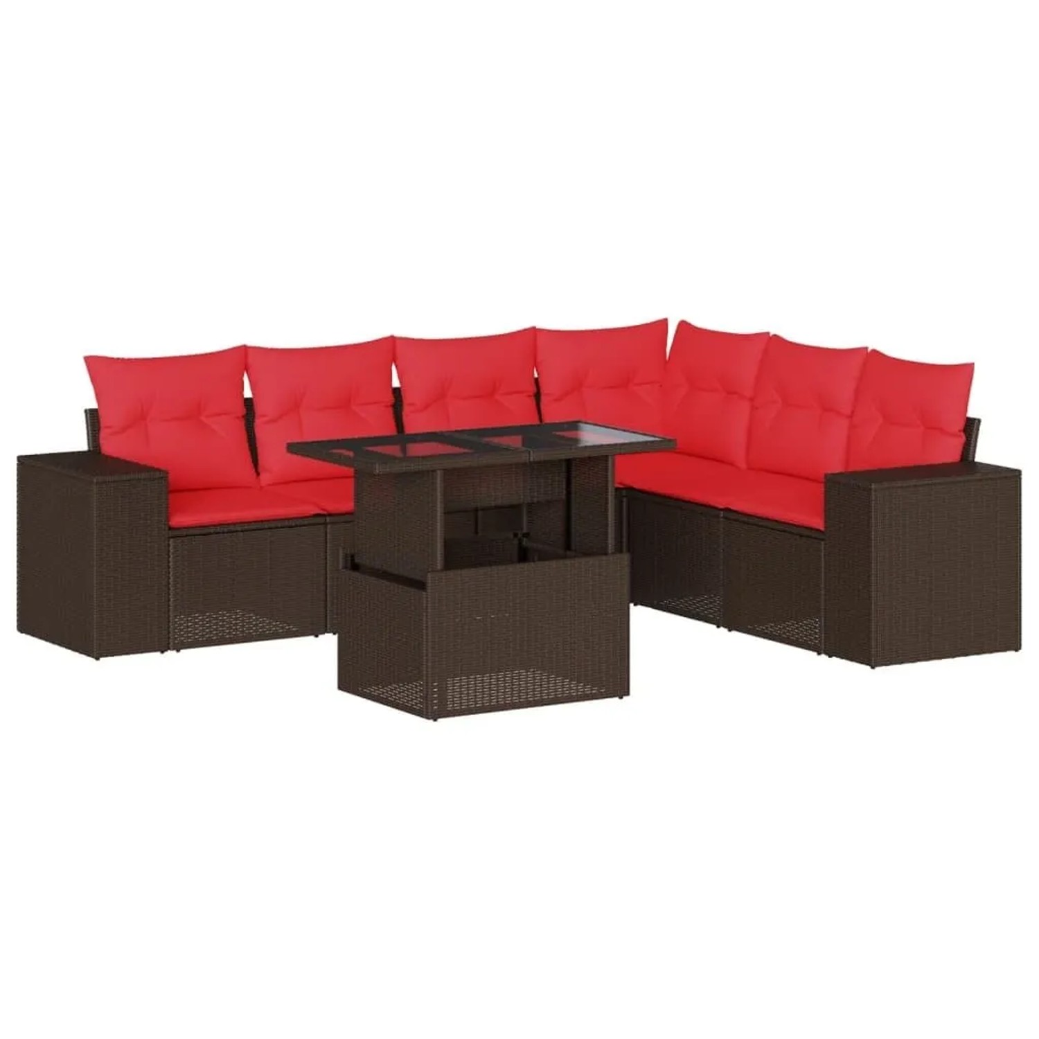 vidaXL 7-Tlg Gartensofa-Set mit Kissen Braun Polyrattan 3269194 günstig online kaufen