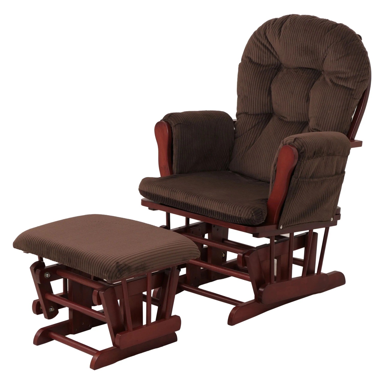 Mcw Relaxsessel C76 Mit Hocker Stoff Cord Öko-Tex Braun Gestell Dunkel
