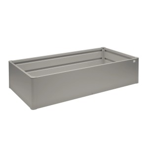 Elegantes Biohort Metall-Hochbeet Mini, Quarzgrau-Metallic, 45 cm hoch, für Gemüse und Kräuter im Garten.