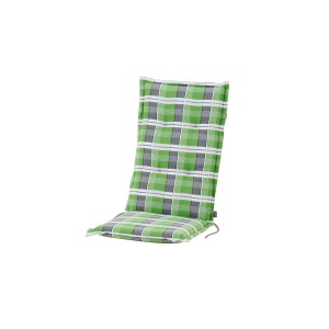 Gardamo Sesselauflage Mirage Karo, 120x48x7cm, Grün. Hochlehner Kissen mit Karomuster.