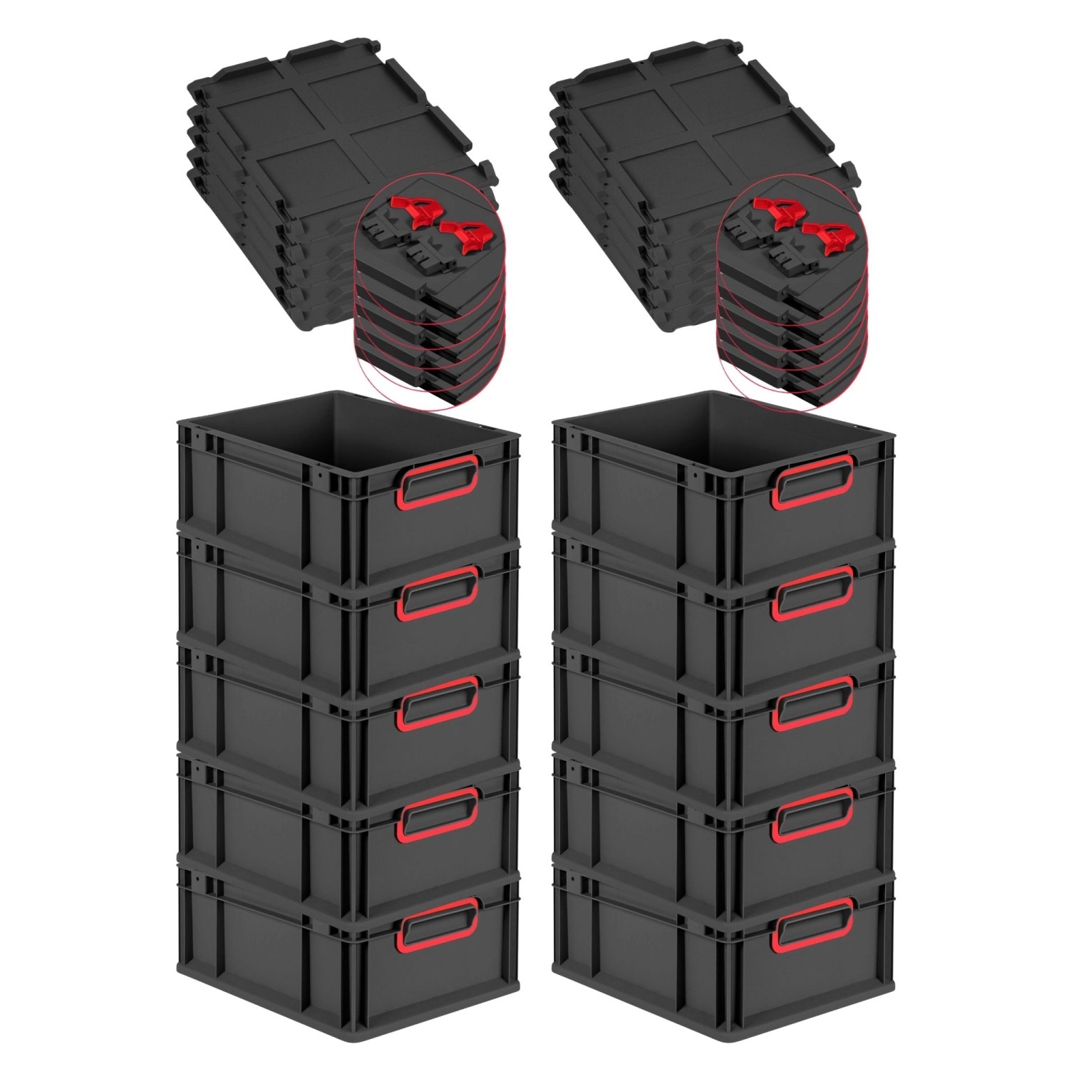 PROREGAL SuperSparSet 10x Eurobox Nextgen Color Mit Scharnierdeckel HxBxT 1 günstig online kaufen