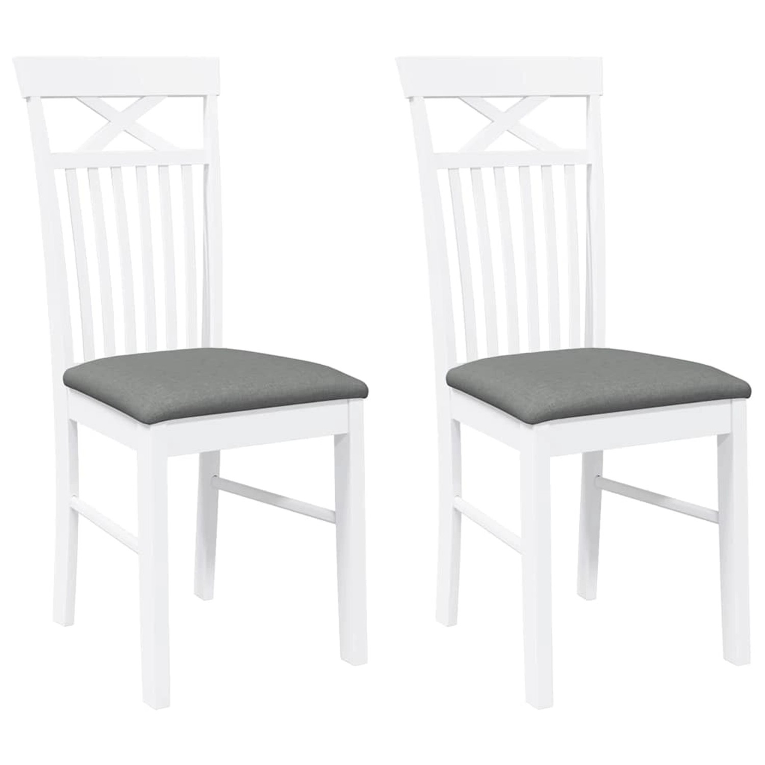 vidaXL Esszimmerstühle mit Kissen 2 Stk Weiß Massivholz Gummibaum 4102413 günstig online kaufen