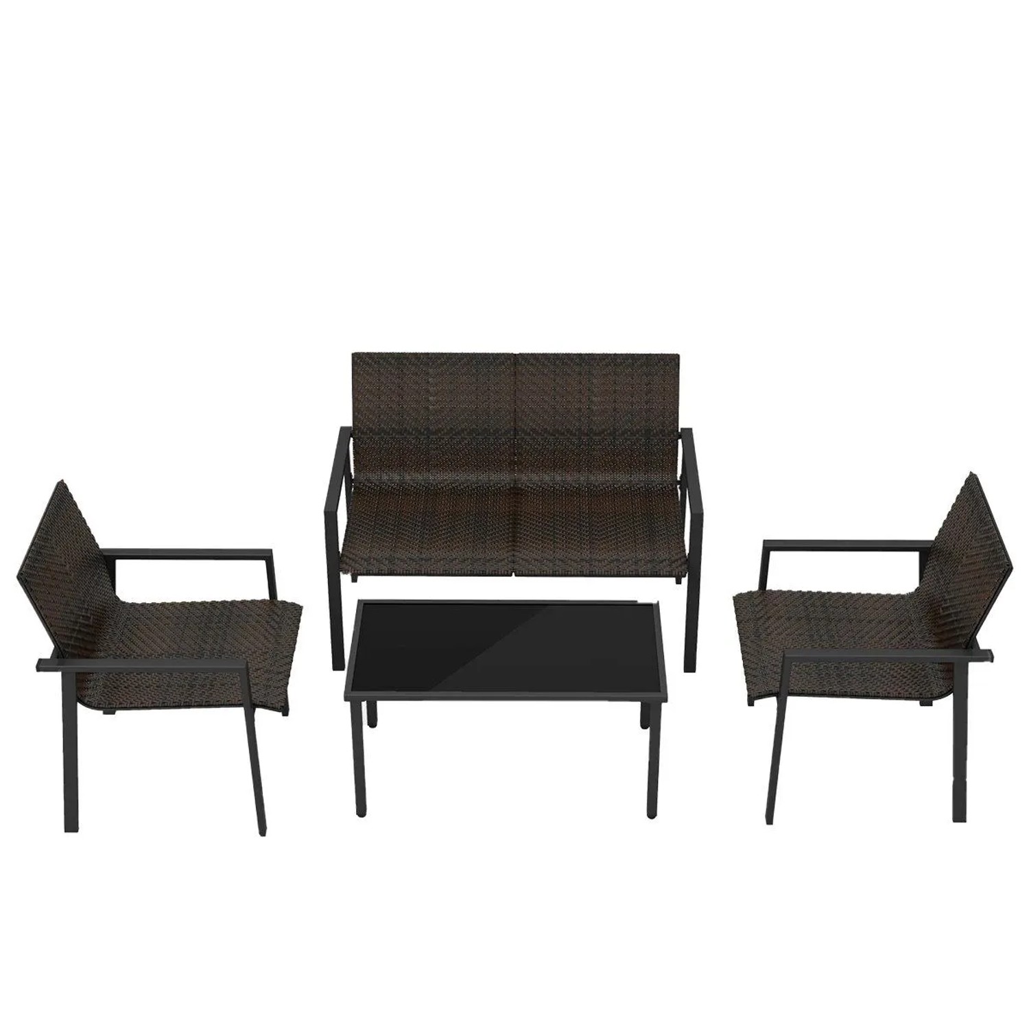 Costway Gartenmöbel Set 4-TLG. Gartengarnitur Inkl. 2 Stühlen Braun