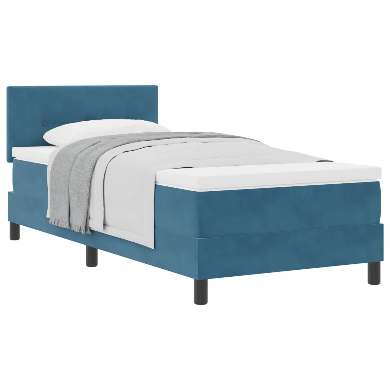 vidaXL Boxspringbett mit Matratze Dunkelblau 80 x 200 cm Samt 3339138