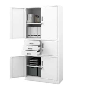 JAN NOWAK Aktenschrank mit Schubladen und Tresor FILIP II Weiß 90 x 185 x 40 cm
