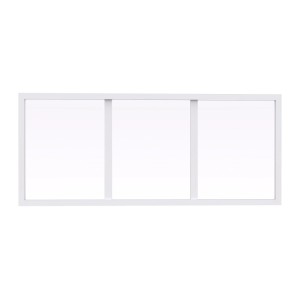 Weißes Oberlicht Bayview aus Aluminium, 93 cm breit, mit 3 Glasfeldern. Modernes Atelierstil-Fenster für Innenräume.