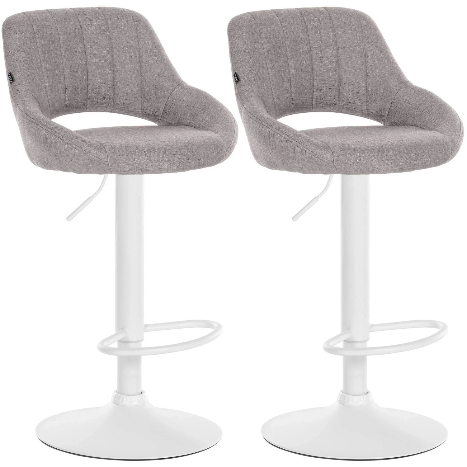 DELUKE 2er Set Barhocker SEGAD Stoff Grau 47x48x85cm Weiß Barstuhl Mit Lehne Tresenhocker Tresenstuhl