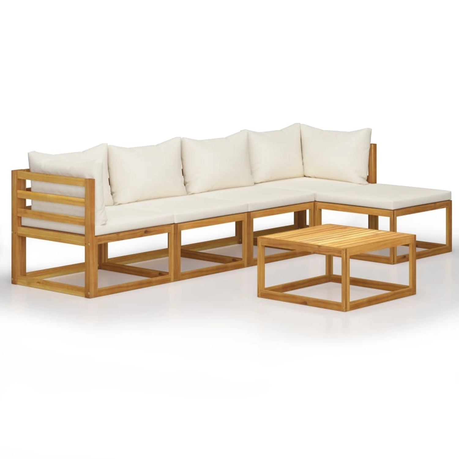 vidaXL 6-Tlg Garten-Lounge-Set mit Auflagen Creme Massivholz Akazie 3057636