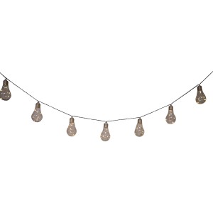 Schwarze 10er LED Solar Lichterkette mit Glühbirnen, 7,60 m lang, für gemütliche Atmosphäre.