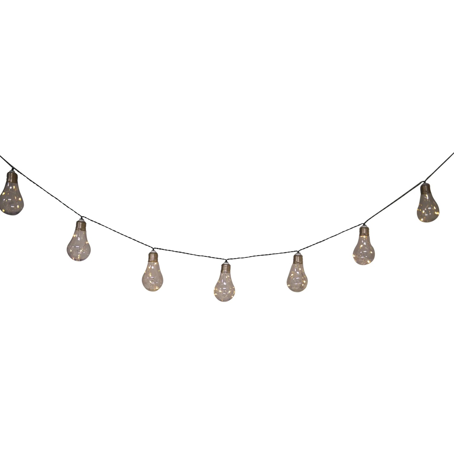 Schwarze 10er LED Solar Lichterkette mit Glühbirnen, 7,60 m lang, für gemütliche Atmosphäre.