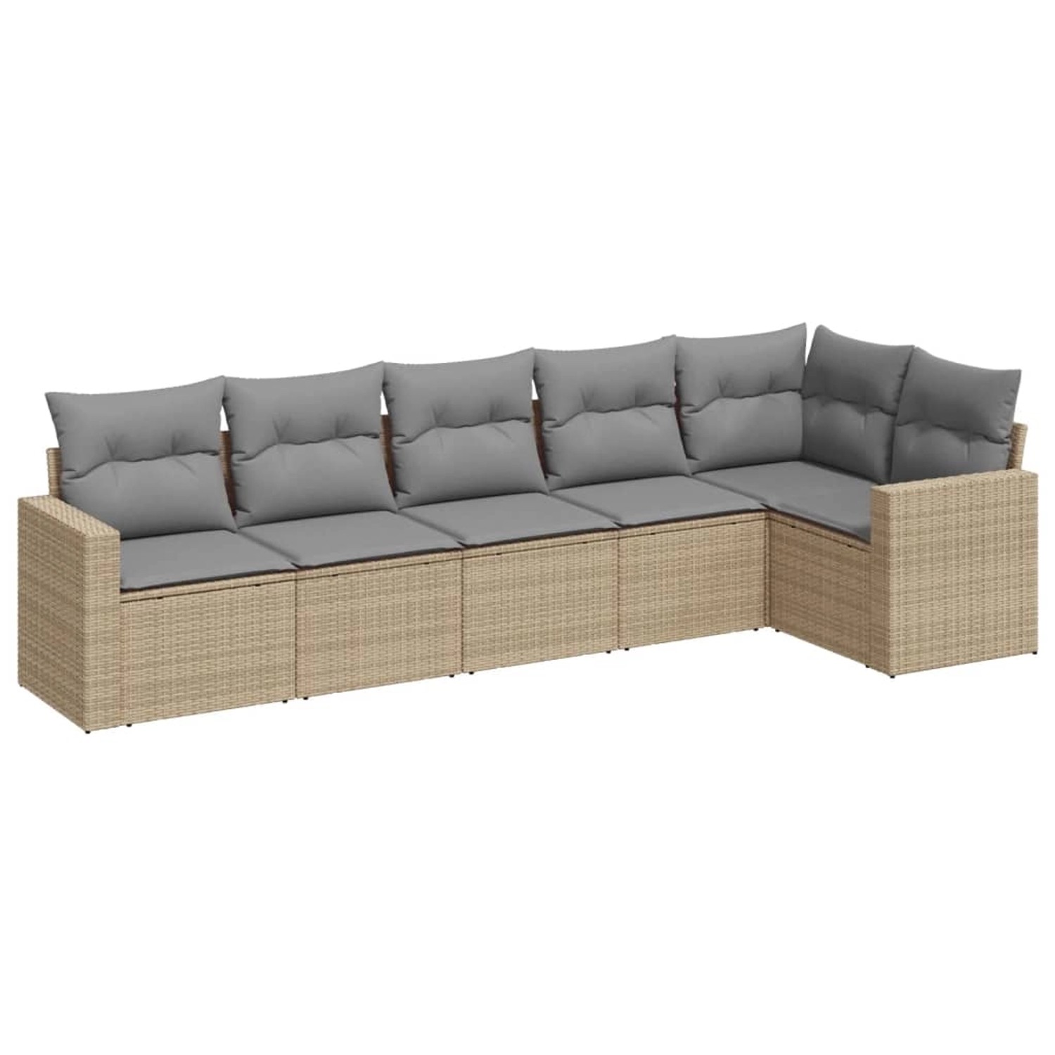 vidaXL 6-tlg Garten-Sofagarnitur mit Kissen Beige Poly Rattan Modell 2 günstig online kaufen