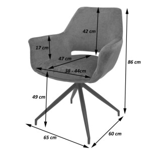 MCW Esszimmerstuhl M53 Taupe, Polsterstuhl mit Armlehnen. Maße: H 86, B 65, T 60 cm. Drehbar, Stativgestell.