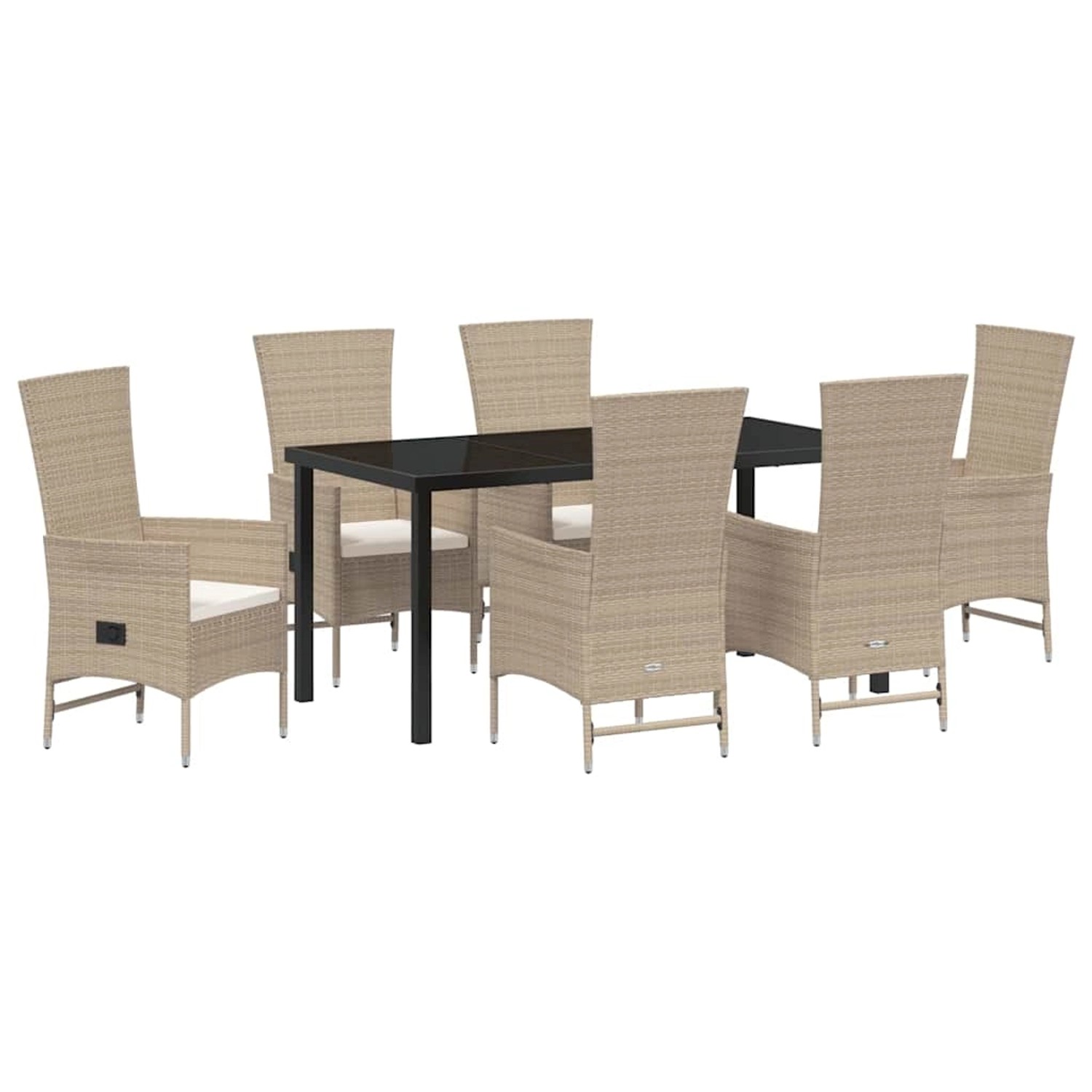 vidaXL Garten Essgruppe mit Kissen 7-Tlg Beige Poly Rattan 3379468 günstig online kaufen
