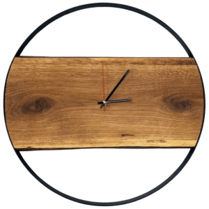 DELUKE Wanduhr Groß Holz PHIL HANDGEFERTIGT 58cm Ø Eiche Geräuschlos Wohnzimmeruhr Holz-Metalloptik Küchenuhr Dekouhr