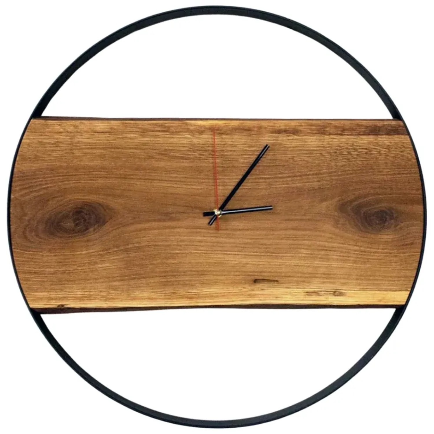 DELUKE Wanduhr Groß Holz PHIL HANDGEFERTIGT 58cm Ø Eiche Geräuschlos Wohnzimmeruhr Holz-Metalloptik Küchenuhr Dekouhr