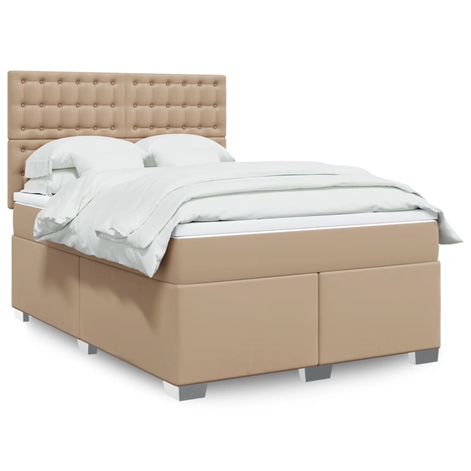 vidaXL Boxspringbett mit Matratze Cappuccino-Braun 160x200 cm Kunstleder 32 günstig online kaufen