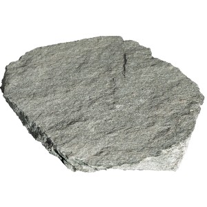 Quarzit-Trittplatte in Grau-Grün, Naturstein für Gartenwege, Ø 25-40 cm.