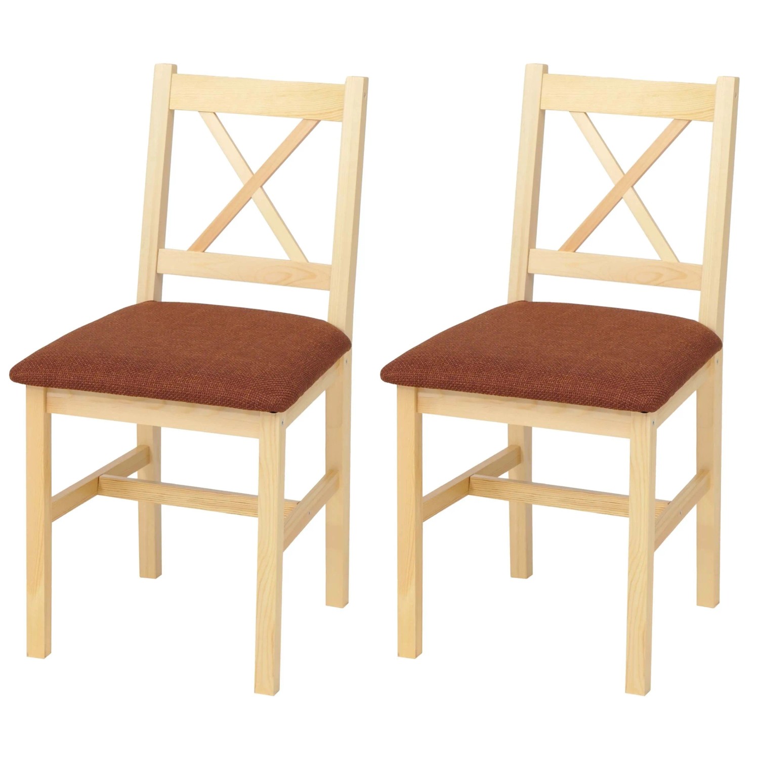 MCW Esszimmerstuhl F77 2er-Set Natur Polster Terrakotta günstig online kaufen