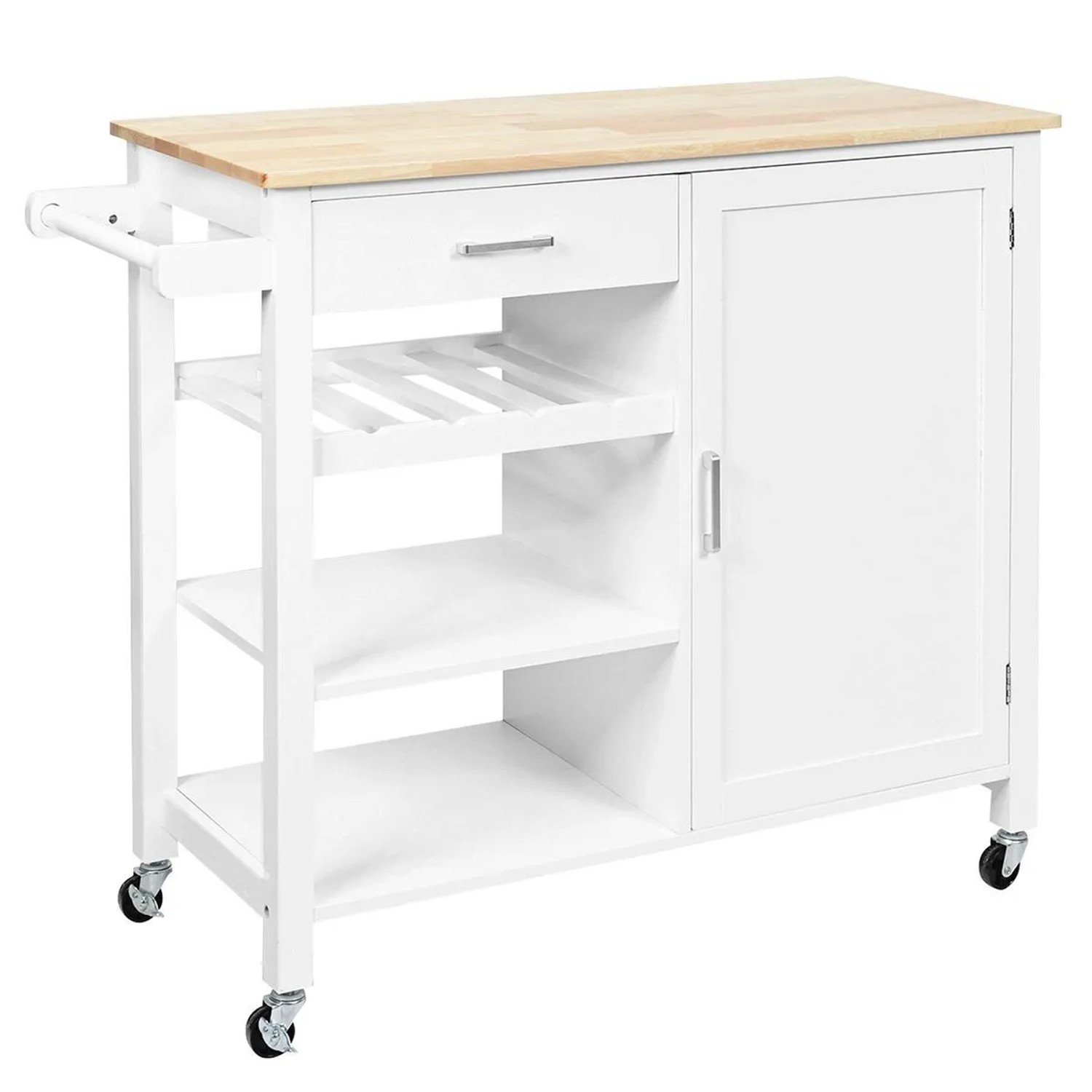 Costway Küchenwagen Auf Rollen Servierwagen mit Arbeitsplatte Weiß günstig online kaufen