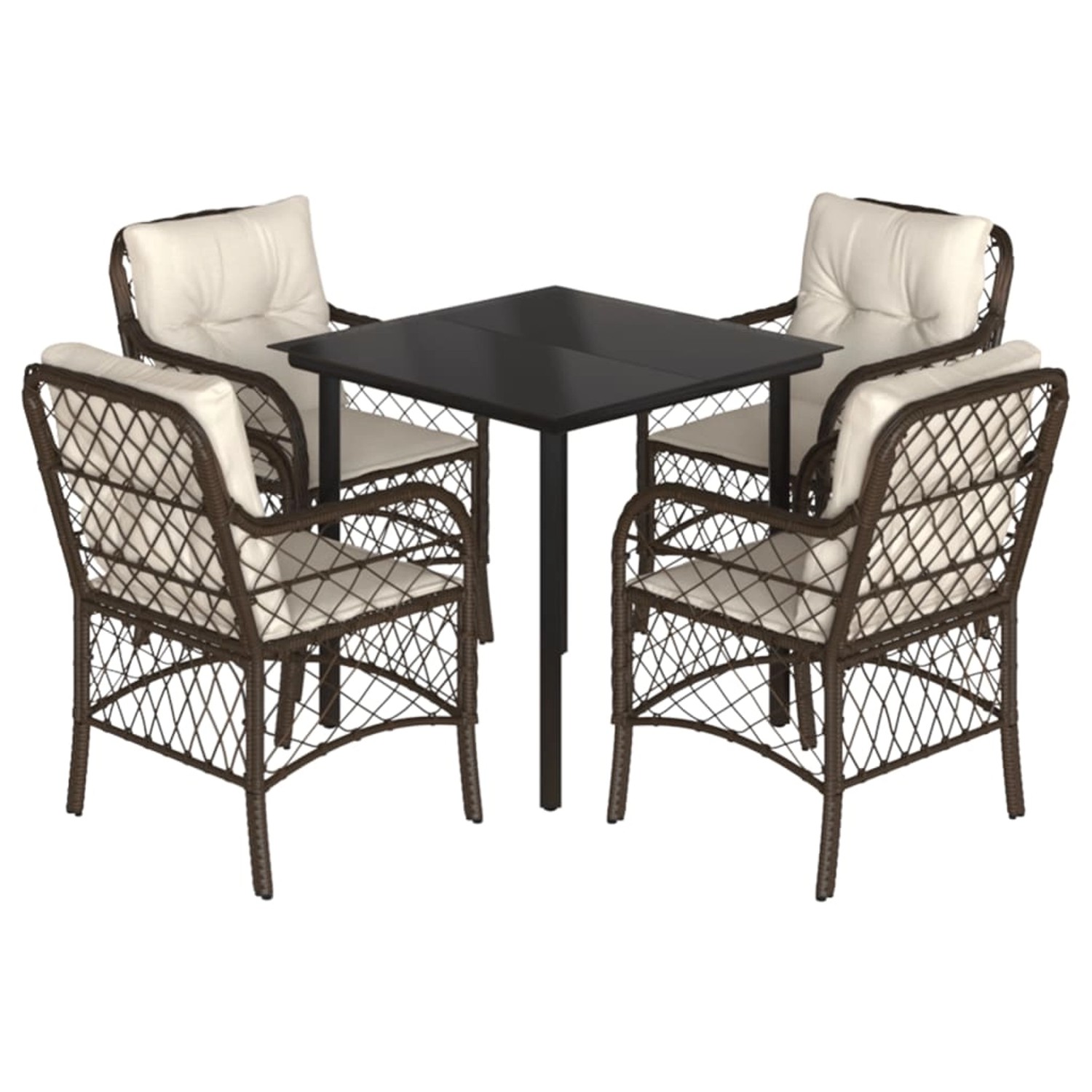 vidaXL 5-Tlg Garten-Essgruppe mit Kissen Braun Poly Rattan 3212118 günstig online kaufen