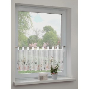 Sehlbach Bistrogardine mit floralem Muster, Multicolor, 135x45 cm. Scheibengardine mit Schlaufen.