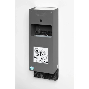 PROREGAL Robuster Kombiascher Mit Hundekotbeutelspender Wand Oder Rohrmontage HxBxT 43 x 26,5 x 14,8 cm Verzinkter Stahl Grün