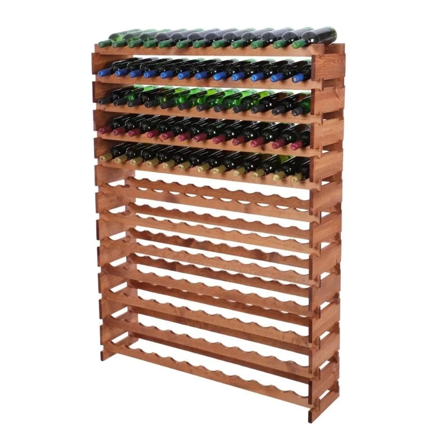 PROREGAL Weinregal VINOTECA FLEX PRO HxBxT 163x123x28cm 144 Flaschen Auf 12 Ebenen Massives Kiefernholz Braun Geölt
