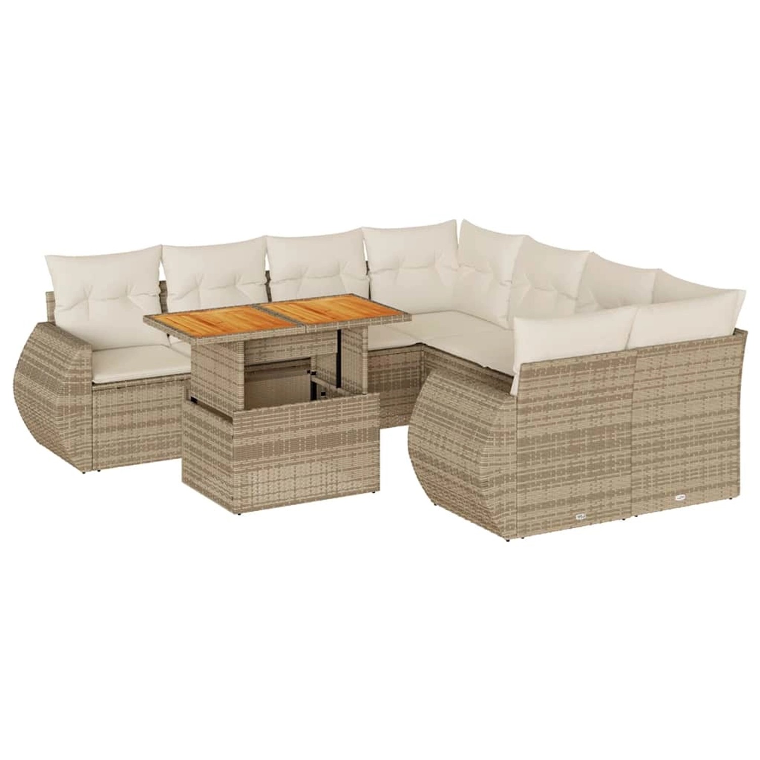 vidaXL 9-Tlg Garten-Sofagarnitur mit Kissen Beige Poly Rattan 3327243 günstig online kaufen