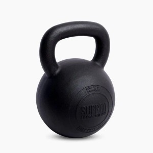Schwarze Suprfit Econ Gusseisen Kettlebell 36 kg, pulverbeschichtet, für Krafttraining & Fitnessgeräte.