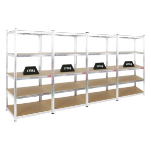 PROREGAL Mega Deal: 4 verzinkte Schwerlastregale (180x90x60cm) mit je 5 Böden und 175kg Fachlast.