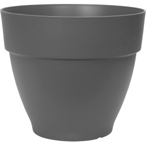 Anthrazitfarbener Elho Blumentopf Vibia Campana, Ø 55 cm, aus recyceltem Kunststoff.
