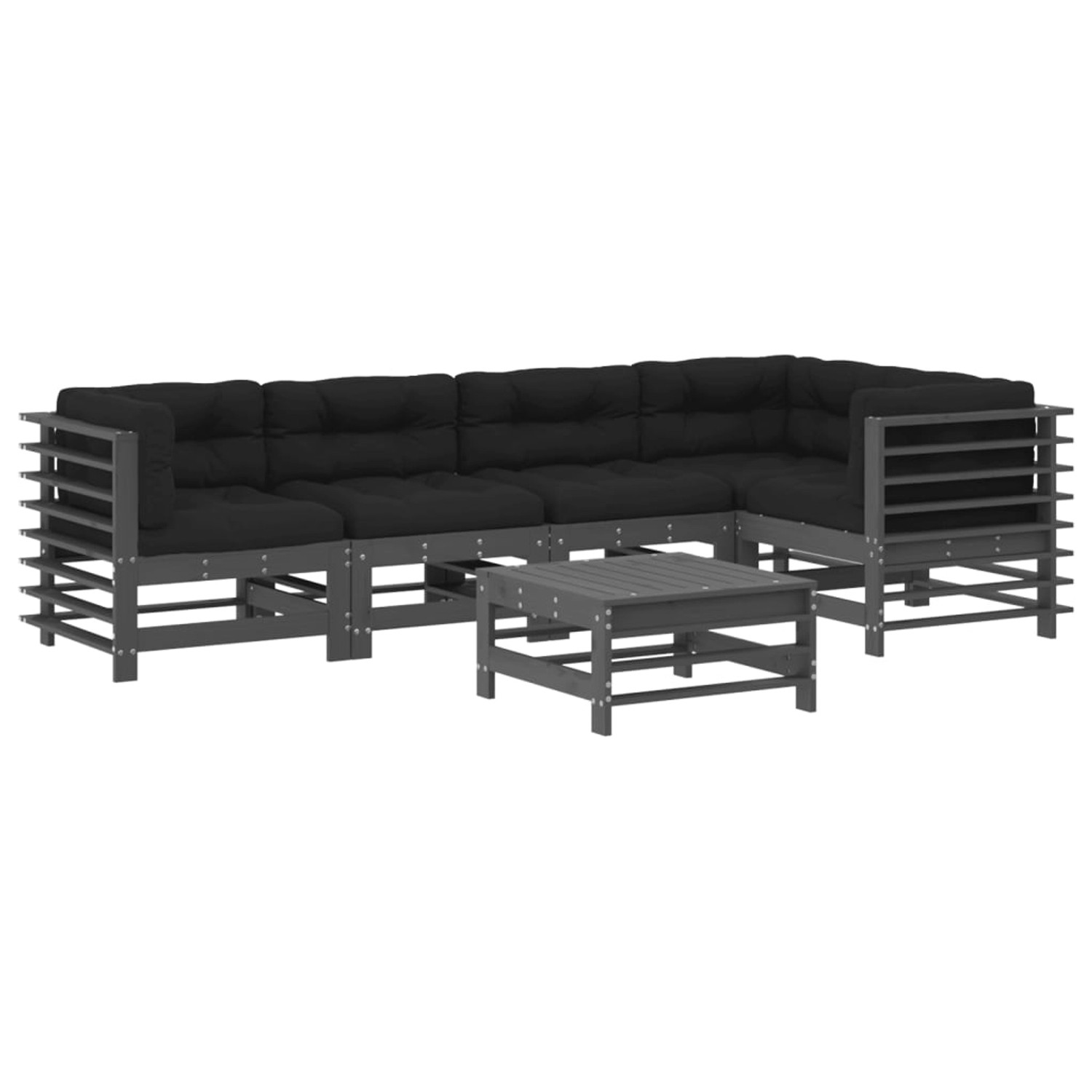 vidaXL 6-tlg Garten-Lounge-Set mit Kissen Grau Massivholz Modell 10 günstig online kaufen