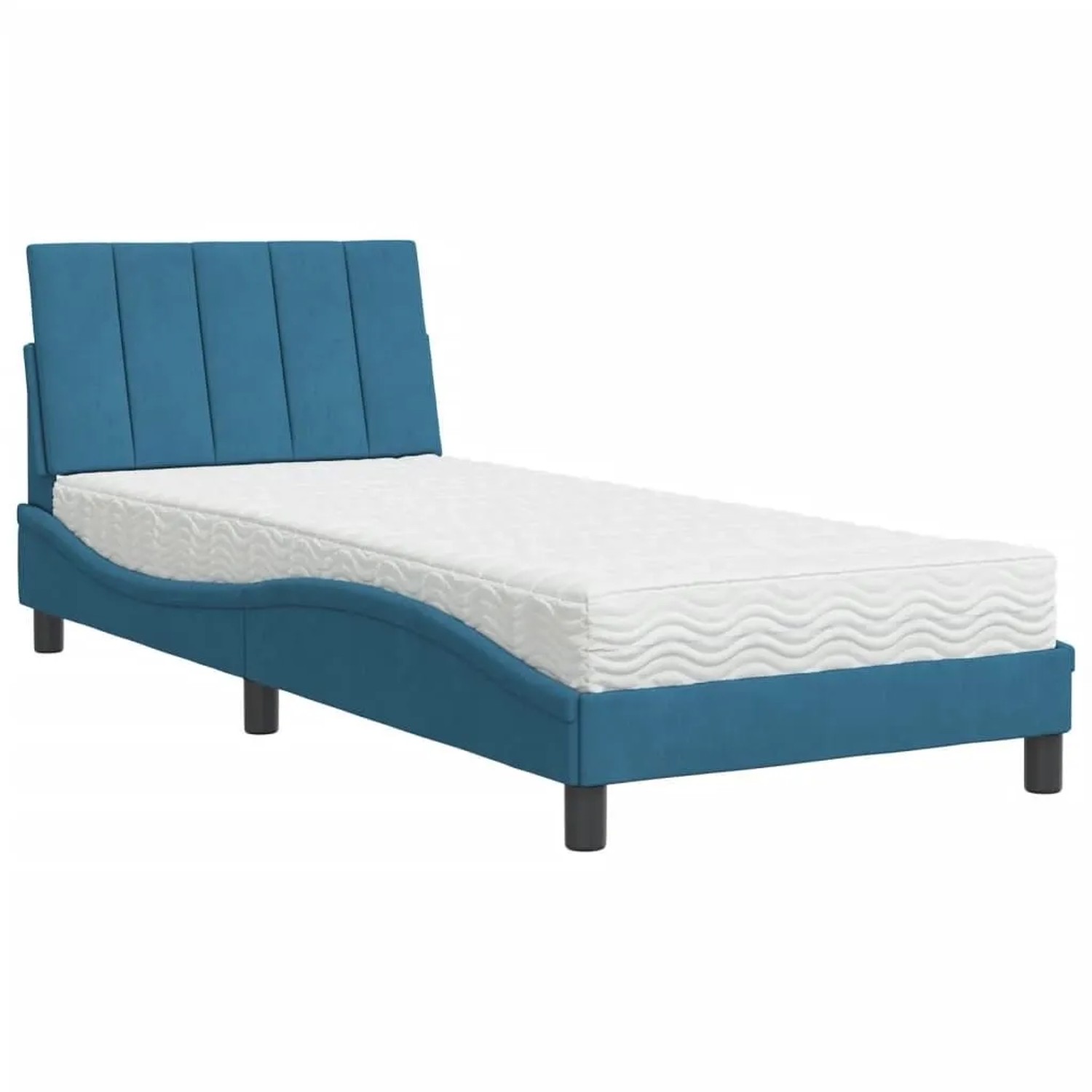 vidaXL Bett mit Matratze Blau 80x200 cm Samt 3208566