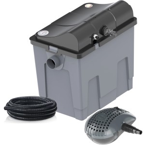 Heissner Durchlauffilter-Set FPU 10100 mit UVC-Klärer, Pumpe und Schlauch für Teiche bis 10.000 l.