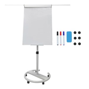 Relaxdays Flipchart Whiteboard Aluminium Weiß Magnetisch Abwischbar Höhenverstellbar Mit 2 Armen 100 cm x 70 cm 10,1 kg