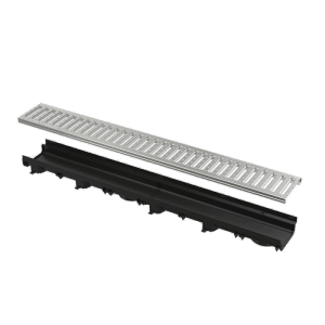 Alcadrain Entwässerungsrinne mit verzinktem Rost, 60 mm, für Fußwege und Terrassen.