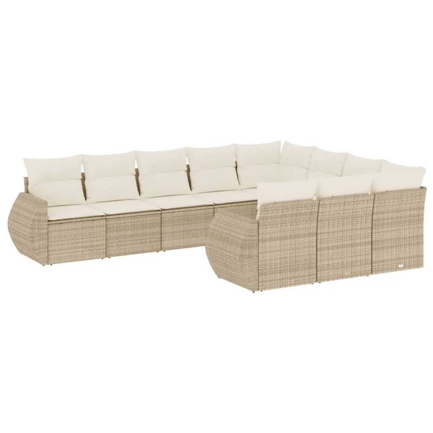 vidaXL 10-Tlg Garten-Sofagarnitur mit Kissen Beige Poly Rattan 3221887