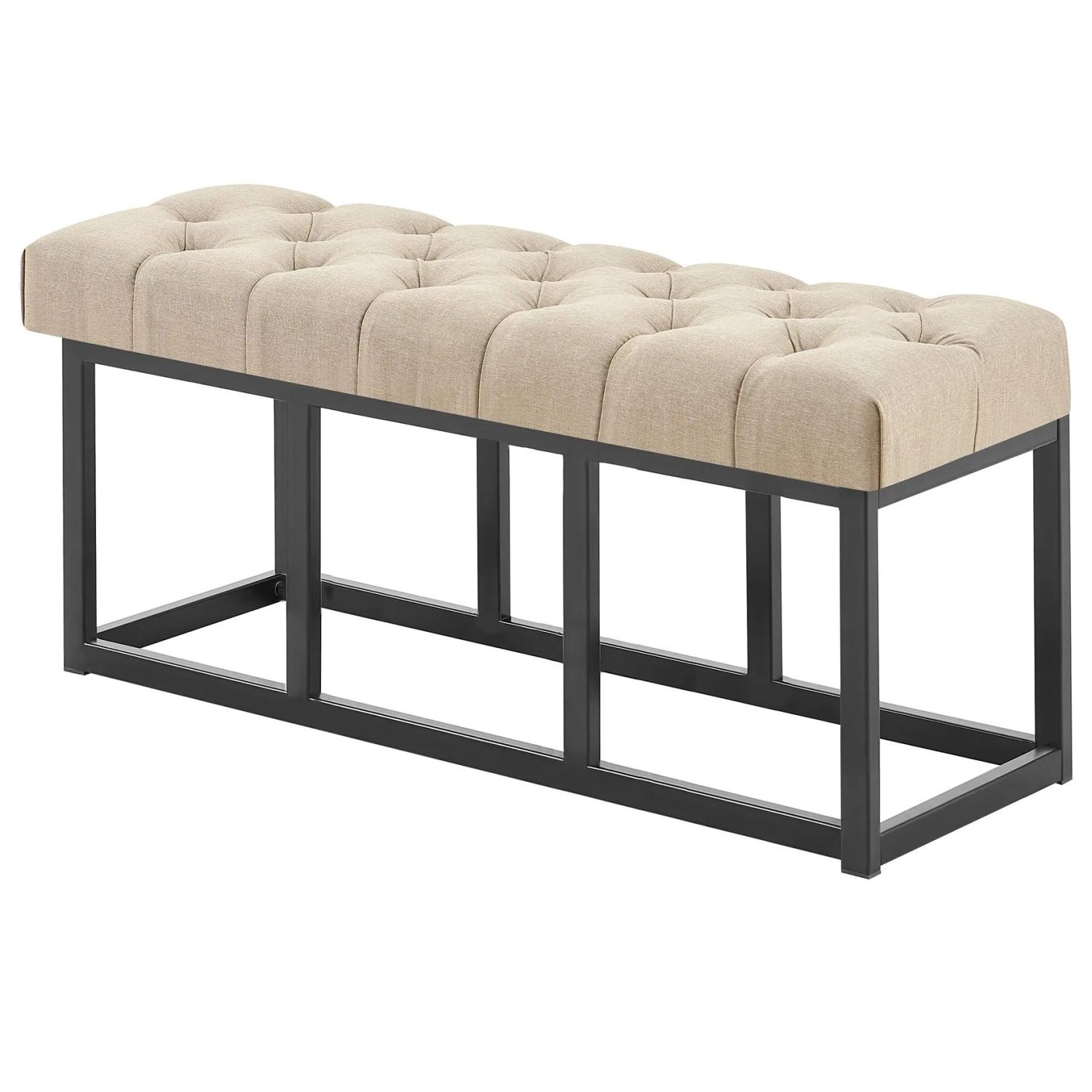DELUKE Sitzbank MEXICO Stoff Taupe 100x38x46cm Sitzbank Flur Sitzhocker Esszimmerbank Polsterbank Schlafzimmer