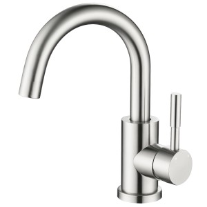 AICA Wasserhahn Silber Bad Hoch Waschtischarmatur Auslauf Höhe 158mm Waschbecken Armaturen 304 Edelstahl Einhebelmischer Mischbatterie