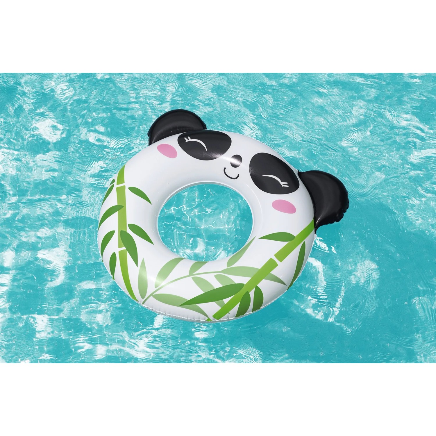 Bestway Schwimmring Splash Pals Panda im Wasser. Aufblasbarer Schwimmreifen mit Panda-Motiv für Kinder.
