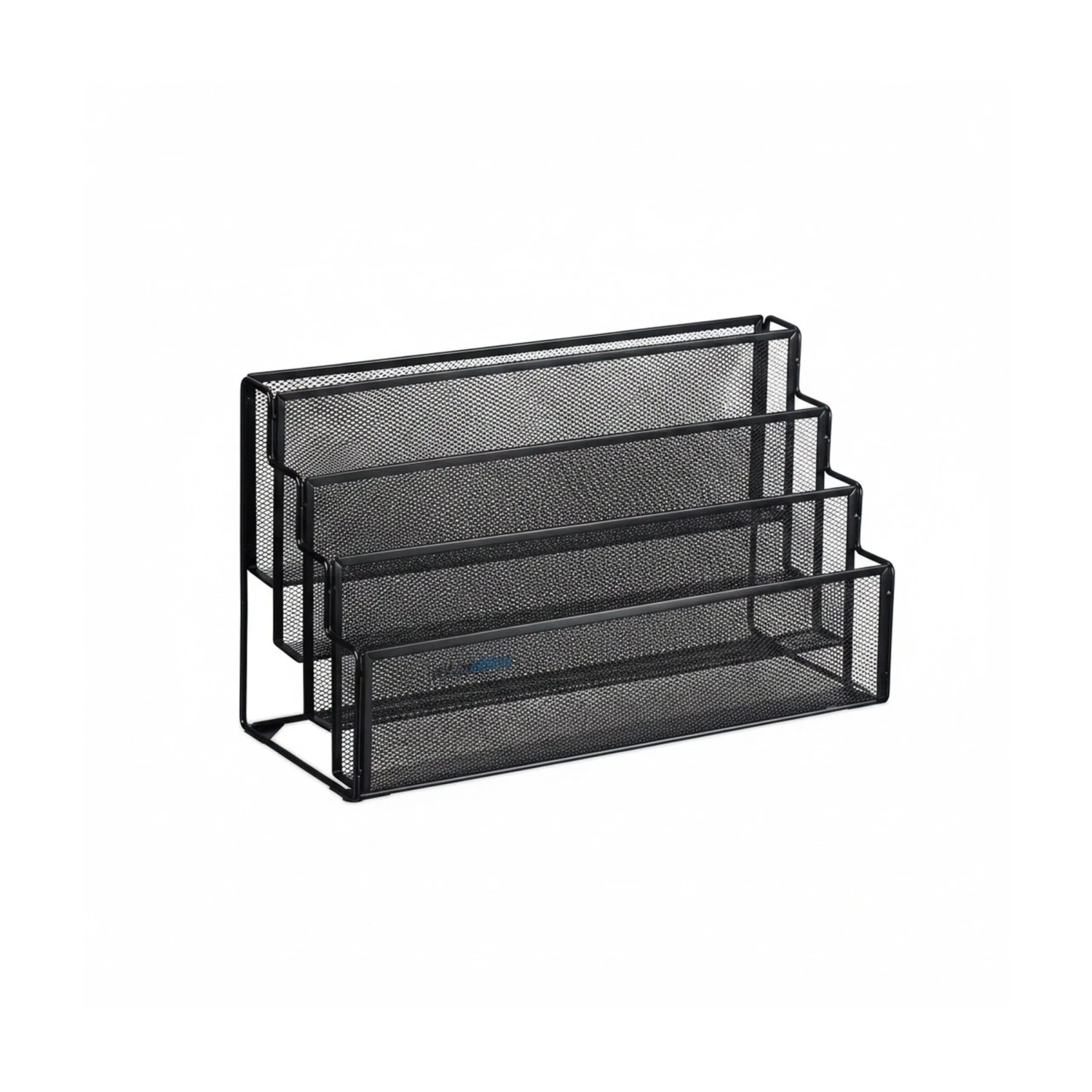 Relaxdays Zeitschriftenhalter Metall Schwarz 4 Fächer Freistehend 26 cm x 45 cm x 18 cm 1,3 kg