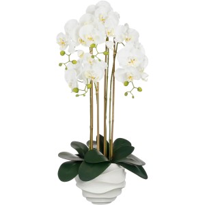 Weiße Mica Decorations Kunstpflanze Phalaenopsis im Topf, 82cm hoch.