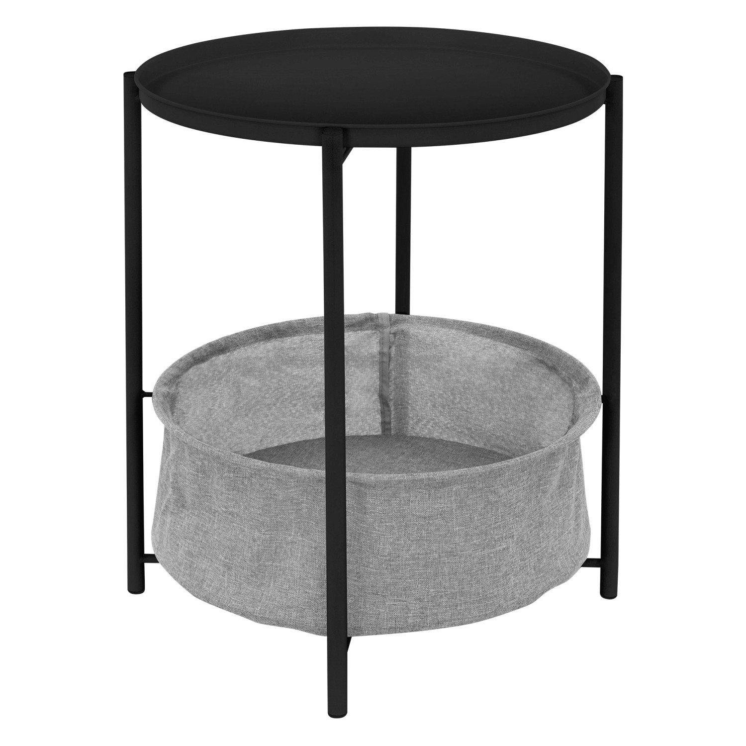 ML-Design Beistelltisch Rund 46xH51 cm Couchtisch mit Stoffkorb Schwarz Met günstig online kaufen