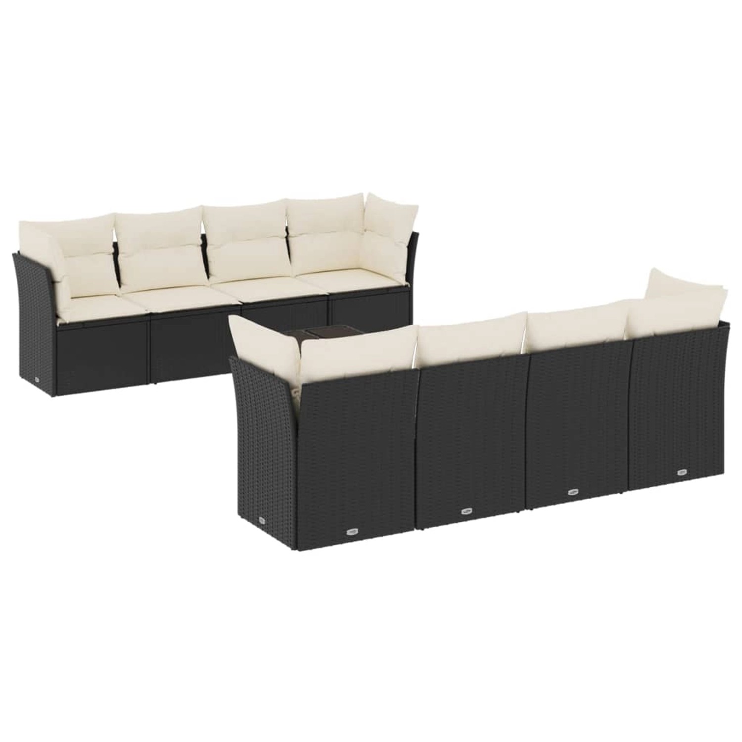 vidaXL 9-tlg Garten-Sofagarnitur mit Kissen Schwarz Poly Rattan Modell 159