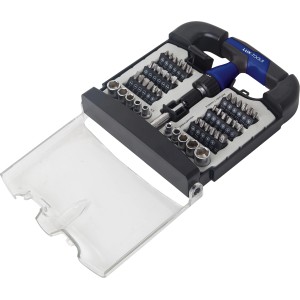 LUX T-Griff Ratschen-Set, 48-teilig, mit Bits, Stecknüssen und Knarre im Koffer.