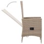 Verstellbarer, beiger Gartenstuhl aus Rattan der vidaXL 3-tlg Garten-Essgruppe.