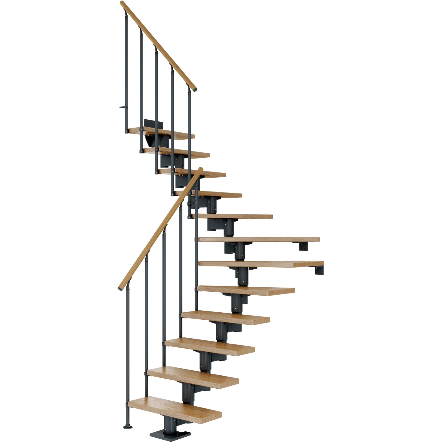 Dolle Mittelholmtreppe Cork Eiche Anthrazit GH b. 315cm 1/4 Gewendelt 75 cm günstig online kaufen