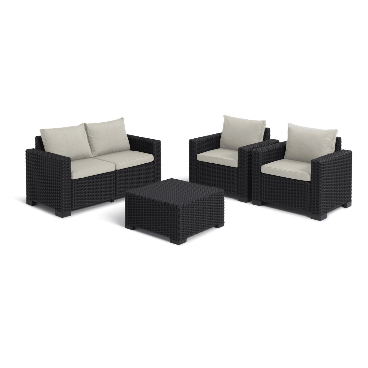 Allibert California Loungeset 4-teilig mit 2-Sitzer und Sessel günstig online kaufen